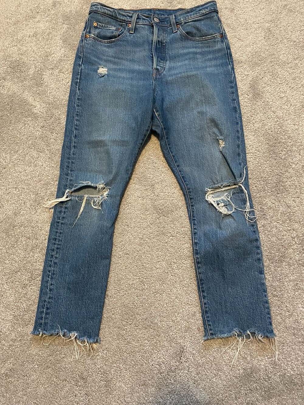 Levi's 501 S Skinny Jeans Women's 28x28 Distressed Raw Hem